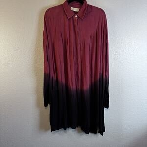 Myrah Penaloza Red Ombré Tunic Dress Art To Wear Free Size Lagenlook Boho Fall